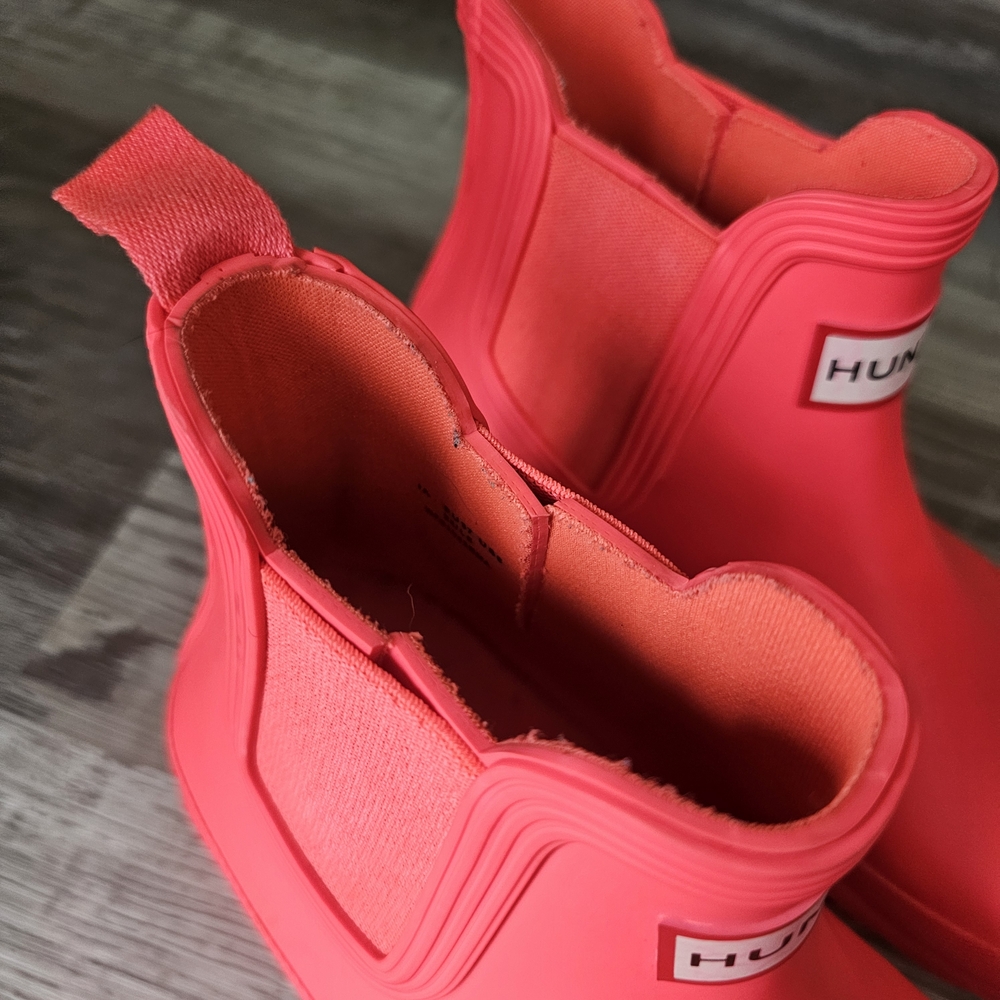 Hunter Womens Original Chelsea Rain Boots Coral Pink Size US 6 Waterproof - Picture 4 of 16